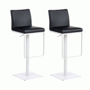CLP Lot de 2 tabouret de bar Panama similicuir Noir /Blanc - noir polyester 307839