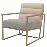 Décoshop26 - Fauteuil lounge design contemporain en tissu velours beige avec coussin bleu-vert structure acier thermolaqué 04_0009491 - bleu acier 3