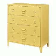 Helloshop26 - Commode meuble de rangement pratique entrée salon chambre métallique avec 4 tiroirs acier 92 x 80 x 40 cm jaune 03_0009307 - jaune mé