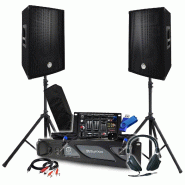 Pack Sono BM SONIC Ampli 2000W, Paire d'Enceintes Passives 2x700W, Table de Mix, Pieds, Casque DJ, Câbles et Micro+Clé 32G - 3666638036070