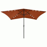 Parasol de jardin avec LED et mât en acier terre cuite 2x3 m Modèle Boreal Stella - 313791