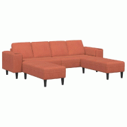VidaXL Canapé Rouge orange 250 x 188 x 76 cm Tissu en velours côtelé Modèle Vega Executive Prime - Matériau naturel 3335138