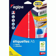 120 étiquettes rouges multi-usage, format 32 x 70 mm (10 feuilles A5 / cdt) - 3270241143539