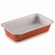 Barquette aluminium laqué cuivre intérieur blanc 1130cc 24,8x14,7x4,6cm par 100
