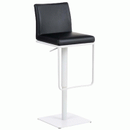 CLP Tabouret de bar Panama en similicuir avec pied en métal Noir /Blanc - noir polyester 102186401