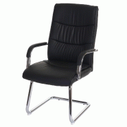 Décoshop26 - Fauteuil de bureau sans roulettes chaise de conférence avec accoudoirs en PVC noir 04_0001927 - noir 3000343832693