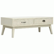 Décoshop26 - Table basse de salon design moderne avec 2 tiroirs sculpté 110 x 50 x 40 cm MDF gris DEC037318 - gris 3000263220228