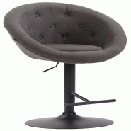 Décoshop26 - Tabouret de bar design moderne forme œuf capitonné avec repose-pieds en métal noir tissu gris foncé TDB10324 - gris métal 3000508669607