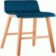 Décoshop26 - Tabouret de bar x1 piètement à 4 pieds en bois assise en velours bleu style scandinave 10_0006519 - bleu Bois massif 3000265619754