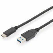 DIGITUS Câble de connexion USB-C, USB 3.2 Gen2, USB-A vers USB-C, USB-A - USB-C, 1 m, noir - noir AK-300146-010-S