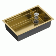 Évier sous plan en acier inoxydable doré avec égouttoir 188 x 700 x 440 mm | Gasfrit - doré APK_GFYL9