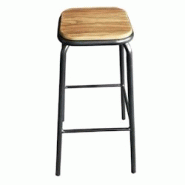 GHP Halenbeek Tabouret de bar GUNMETAL, acier et bois, 77 x 43 x 43 cm, gris/marron - gris acier 615008 GHP Halenbeek Tabouret de bar GUNMETAL, acier et bois, 77 x 43 x 43 cm, gris/marron - gris acier 615008