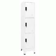 Helloshop26 - Armoire à casiers moderne bureau 38 x 45 x 180 cm avec 3 portes verrouillables en acier blanc 02_0046996 - blanc acier 3000234537836