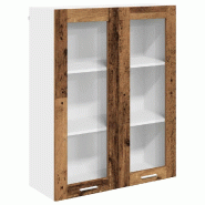 Helloshop26 - Armoire suspendue moderne espace de rangement 80 x 31 x 100 cm avec 2 portes en bois d'ingénierie bois ancien 02_0053439 - verre 300023