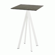 Infinity mange-debout avec piètement blanc + plateau HPL Midnight Marble 70x70 cm