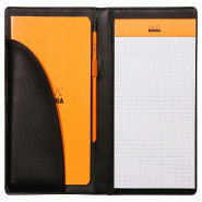 Livret porte-bloc Rhodiarama, pour bloc N°16 / A5, en simili cuir italien, coloris noir - noir 216001C
