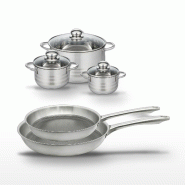 Lot de 2 poêles 24/28 cm et 3 faitouts 12/14/20 cm Elo Relief Passion - gris Acier inoxydable 18/10 3176239954036