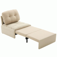 Merax Canapé-lit gigogne 2 en 1 - Chaise Simple et lit d'appoint, 195 × 81.5 × 90 cm, Tissu en Lin, canapé Multifonction Peu encombrant, Beige - b