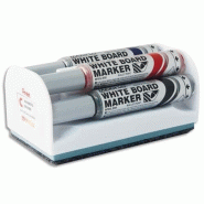 Pentel Maxiflo Brosse pour tableau blanc + 4 Marqueurs à pointe conique large Noir/Blanc/Rouge/Vert - 5902894016073