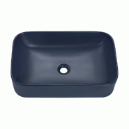 STELLAMEUBLES Vasque 60cm KAMA à poser rectangulaire céramique bleu marine mat - 3667335111275