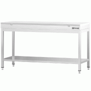 Table inox de découpe avec plan blanc - Profondeur 600 mm | Ggm - 2000_0