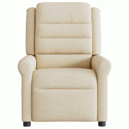 VidaXL Fauteuil de massage inclinable Crème Tissu Modèle Zervalia - 8721158336606