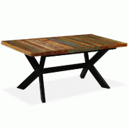 VidaXL Table à manger Bois récupération massif et croix en acier 180cm Modèle Zenith Select - Bois massif 244804