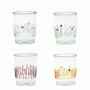 Zafferano Lot de 4 Gobelets 4 Saisons en verre borosilicaté faits à la main, couleurs assorties, design inspiré des cycles naturels de la terre. -