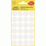 Avery Zweckform Etui de 96 pastilles adhésives, diamètre 18 mm, coloris blanc (4 feuilles / cdt) - blanc 3170