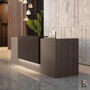 Banque d'accueil Z2 cuir haut de gamme - Officity - 206, Eucalyptus, Cuir brun