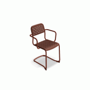 Chaise avec accoudoirs TUBE base luge - brique