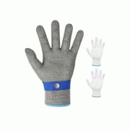 Gants Anti-coupure Niveau 9, Maille d'Acier + 2 Paires Intérieur en Nylon. Taille M - 8412536711909 Gants Anti-coupure Niveau 9, Maille d'Acier + 2 Paires Intérieur en Nylon. Taille M - 8412536711909