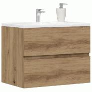 Helloshop26 - Armoire de salle de bain bois d'ingénierie grand espace rangement 60 x 38,5 x 45 cm en bois chêne artisanal 02_0050817 - Bois massif 3
