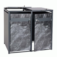 Mendler Habillage pour 2 poubelles HWC-J82, Box pour poubelles, extensible, métal 50kg, anthracite ~ aspect marbre foncé - noir métal 83394+83395