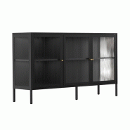 Oviala Business Buffet moderne 3 portes L140 cm en métal noir - noir acier 113974