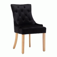SIT Möbel Chaises en velours, lot de 2|avec dossier capitonné|Revêtement en velours noir|Pieds en hévéa naturel|L56xP63xH91cm - multicolore multi SIT Möbel Chaises en velours, lot de 2|avec dossier capitonné|Revêtement en velours noir|Pieds en hévéa naturel|L56xP63xH91cm - multicolore multi