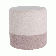 WellHome - Tabouret "Boucle" Ø35 cm beige avec rose clair - WH15218