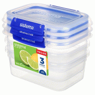Boîtes alimentaires rectangulaires Klip It Plus 1L (lot de 3) | Sistema - CH254