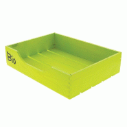 Cagette pin naturel "Bio" verte ouverture sur l'avant 40x30x9cm - par 2