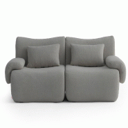 Canapé droit modulaire MILYSOFA SOFATIME 2 places Tissu fine bouclette Gris nuage - MS-TIME-2-CG
