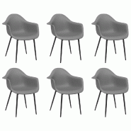 Chaises à manger lot de 6 gris PP Modèle Norelane - 3082358