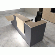 Comptoir d'accueil bi-colore avec PMR Delta et réhausse - 242, Gauche, Non, Anthracite, Chêne moyen_0