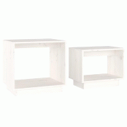 Décoshop26 - Lot de 2 tables d'appoint chevet en bois de pin massif blanc DEC040487 - blanc Bois massif 3000264957567