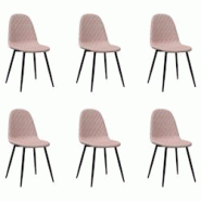 Décoshop26 - Set de 6 chaises de salle à manger design moderne coutures losange en velours rose DEC025711 - 3000255399086 Décoshop26 - Set de 6 chaises de salle à manger design moderne coutures losange en velours rose DEC025711 - 3000255399086