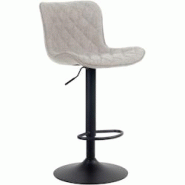 Décoshop26 - Tabouret de bar x1 coutures décoratives pied trompette hauteur réglable en métal noir assise en tissu taupe 10_0004862 - noir 300025 Décoshop26 - Tabouret de bar x1 coutures décoratives pied trompette hauteur réglable en métal noir assise en tissu taupe 10_0004862 - noir 300025