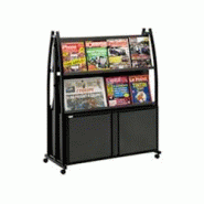 Edimeta Présentoir Black-Line® 2000 double-faces avec coffre et 4 tablettes inclinées - noir métal 206401 Edimeta Présentoir Black-Line® 2000 double-faces avec coffre et 4 tablettes inclinées - noir métal 206401