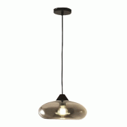 Fabas Luce Suspension Ela 27 cm en métal et verre soufflé fumé, douille E27, design moderne et élégant pour l'éclairage intérieur - gris 8019282111092