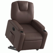 Fauteuil inclinable électrique marron similicuir Modèle Tervessa - 8721012169340