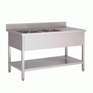 Gastro-Inox Evier avec 1 cuve à gauche et fond surélevé 1600x700x880mm - inox 7445908689637