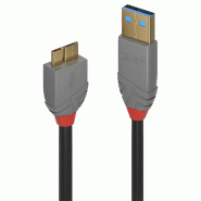 Lindy 36765 Lindy Câble USB 3.0 Type A/Micro-B Anthra Line M/M 0,5 m - 36765